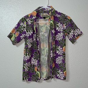 Patagonia Pataloha Botanical Purple Button Down Top Size L